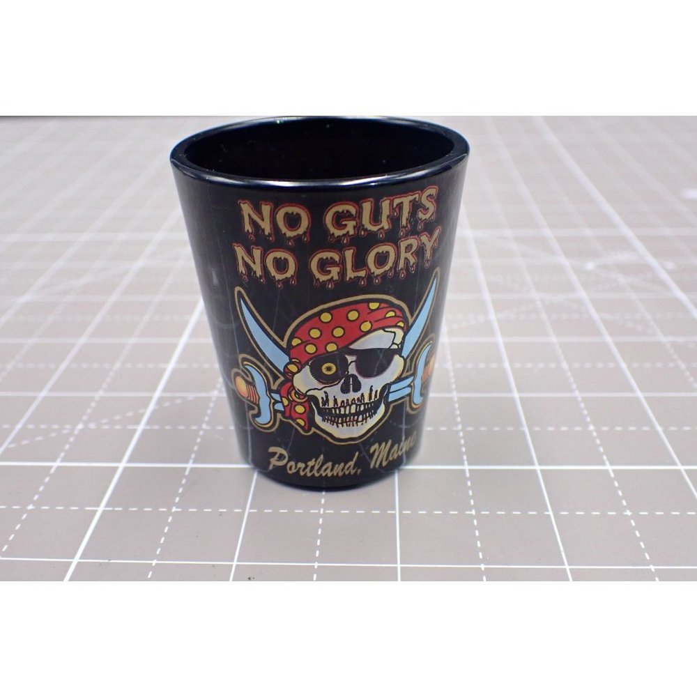 No Guts No Glory Skull Shot Glass Portland Maine Souvenir